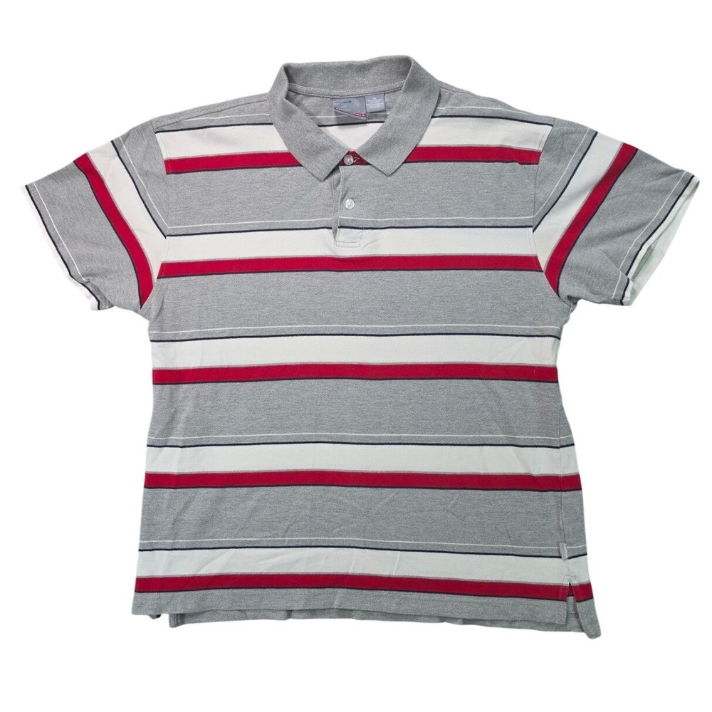 Aeropostale Gray Red & White Striped Preppy Collegiate Pique Polo  Mens XL